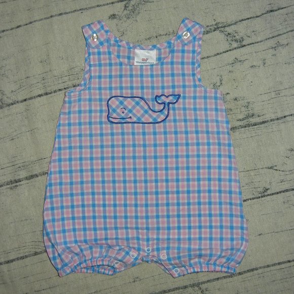 Vineyard Vines Bubble Romper 6-12 MonthsPink & Blue